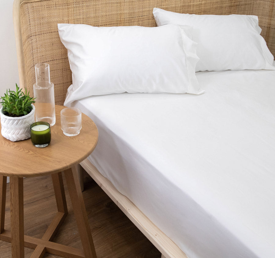 Bamboo Eco 400THC Cotton Mega Fitted Sheet Range White Manchester Warehouse