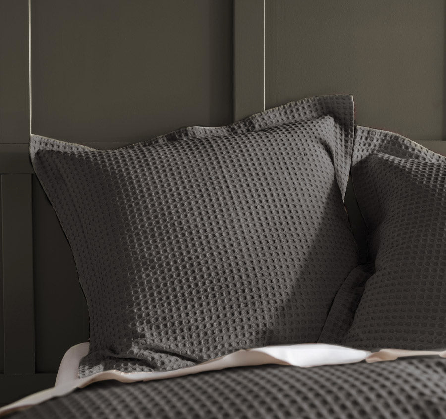 Deluxe Waffle European Pillowcase Charcoal Manchester Warehouse