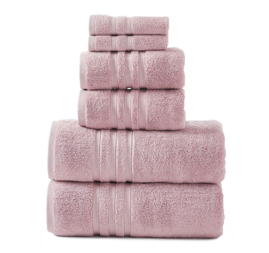 Pink Luxury Cotton Towel Set - 6-Piece Highly Absorbent Bath & Hand Towels