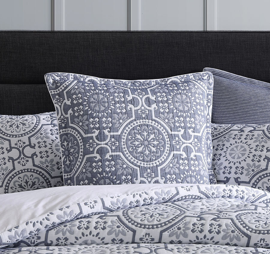 Mayfair European Pillowcase Navy Manchester Warehouse