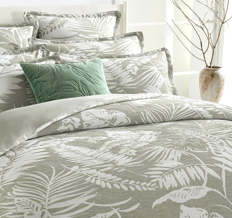 Palm Tree Quilt Cover Set Range Sage Green Manchester Warehouse