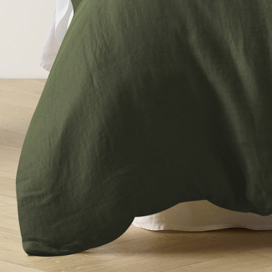 French Linen Quilt Cover Set Range Olive