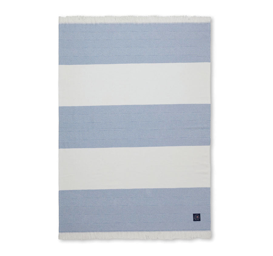 Herringbone Stripe 130x170cm Throw Rug Blue and White Manchester Warehouse