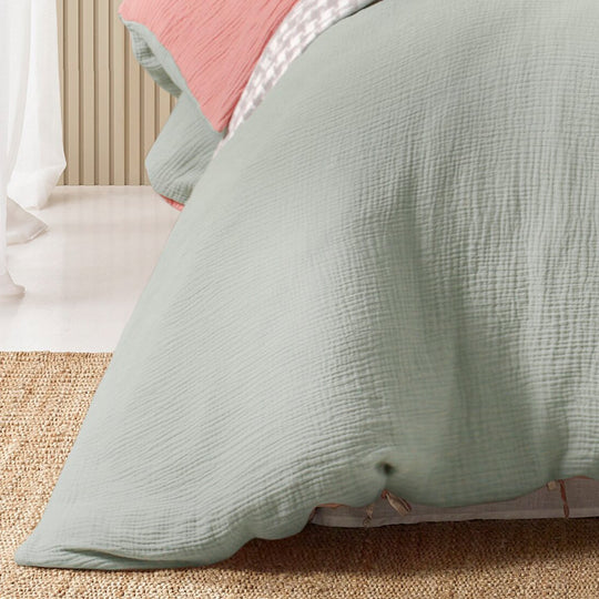 Hugo Reversible Quilt Cover Set Range Sage and Clay