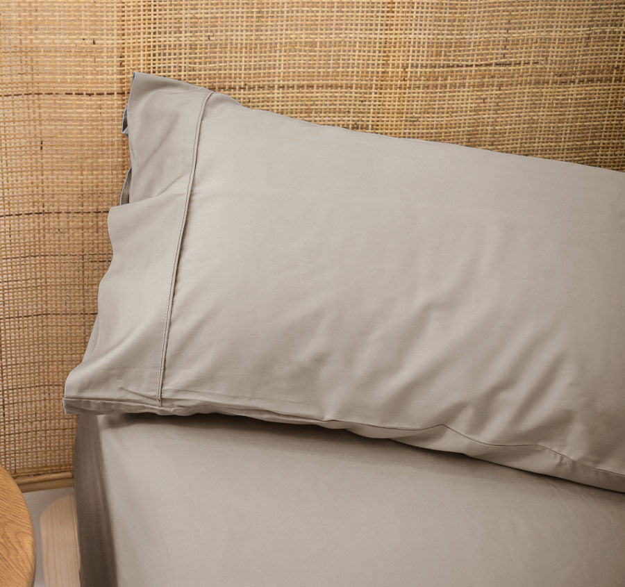 Bamboo Eco 400THC Cotton Queen Pillowcase Stone
