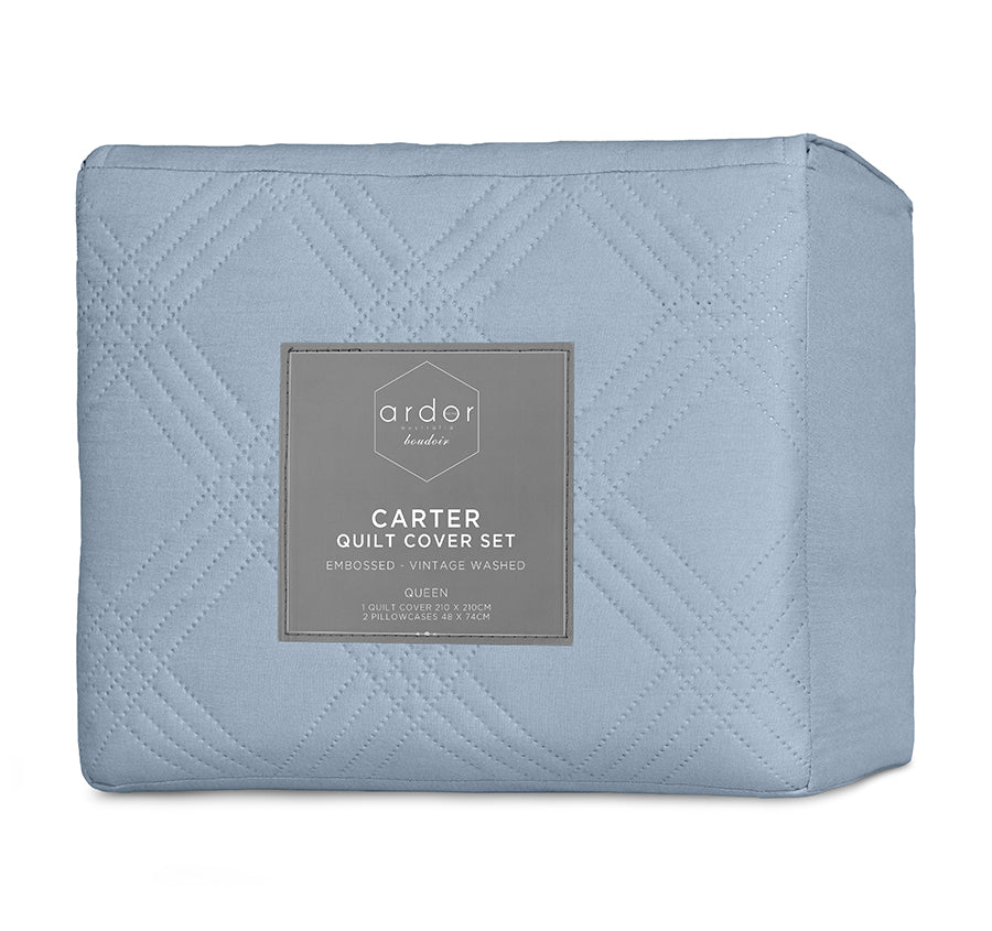 Carter Quilt Cover Set Range Mineral Blue
