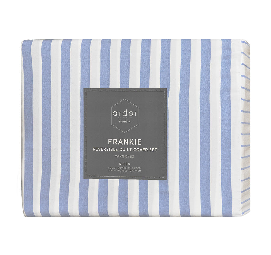 Frankie Stripe Quilt Cover Set Range Blue