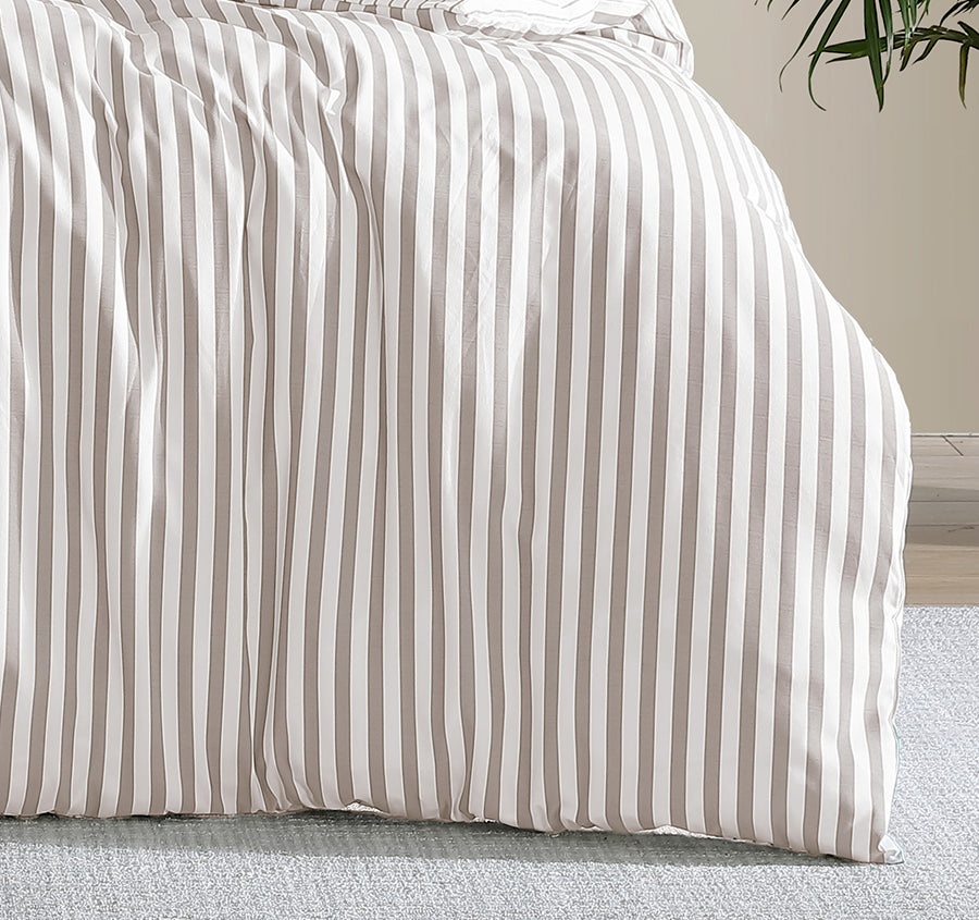 Frankie Stripe Quilt Cover Set Range Natural