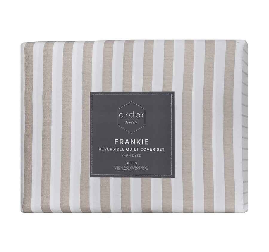 Frankie Stripe Quilt Cover Set Range Natural