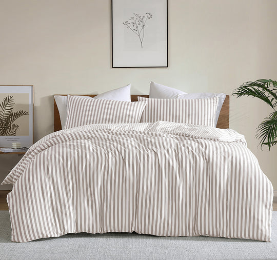 Frankie Stripe Quilt Cover Set Range Natural