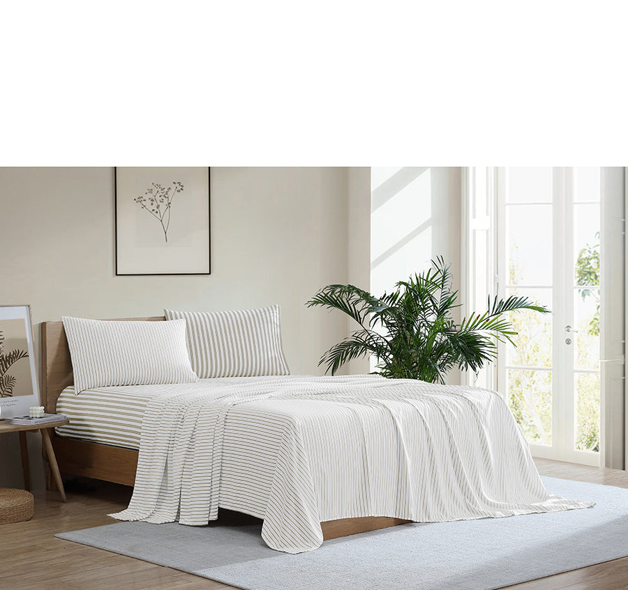 Frankie Stripe Sheet Set Range Natural