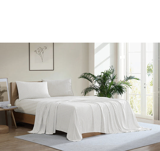 Frankie Stripe Sheet Set Range Natural