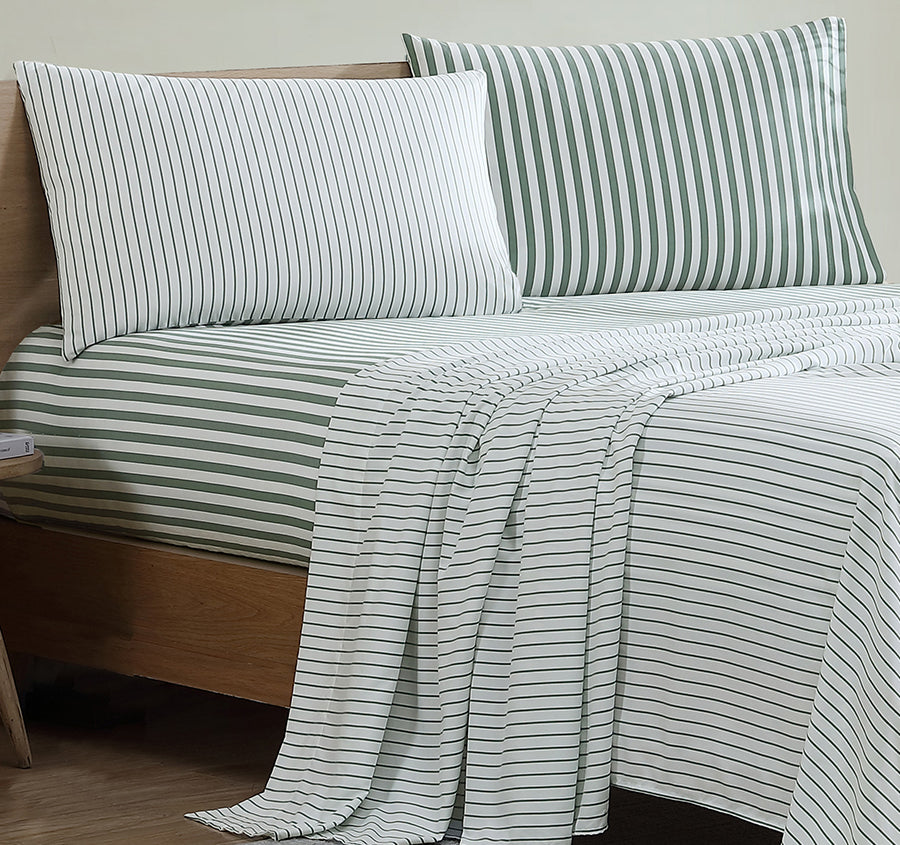 Frankie Stripe Sheet Set Range Sage