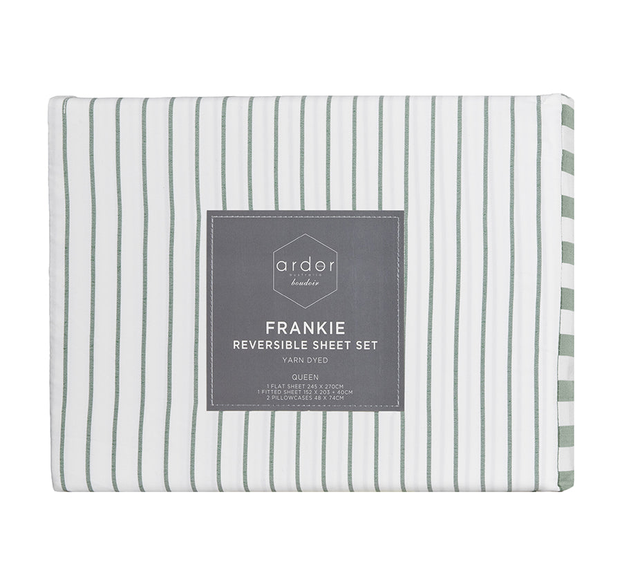 Frankie Stripe Sheet Set Range Sage