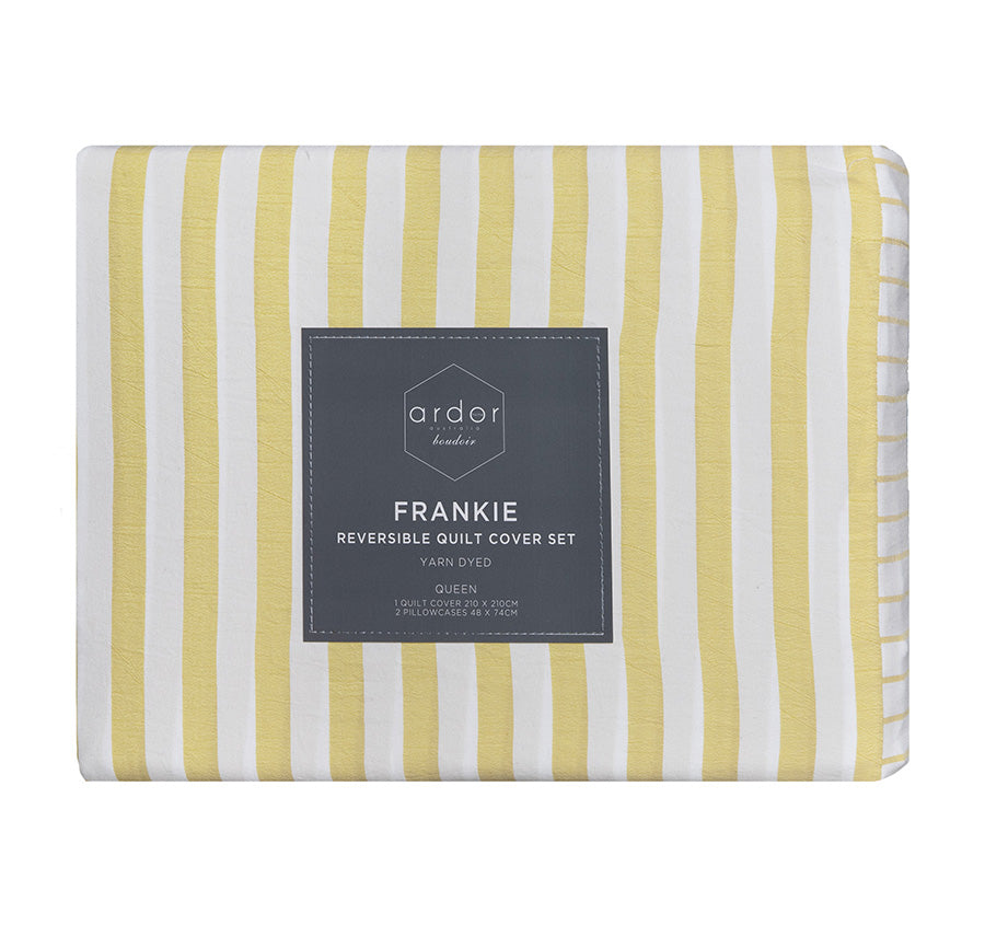 Frankie Stripe Quilt Cover Set Range Yellow