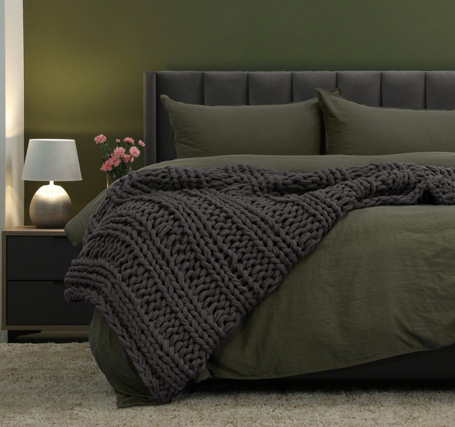 Jemma 120x150cm Throw Rug Charcoal