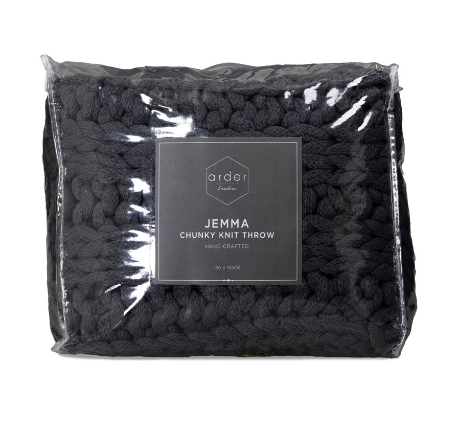 Jemma 120x150cm Throw Rug Charcoal