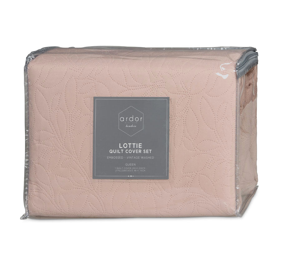 Lottie Quilt Cover Set Range Blush Manchester Warehouse