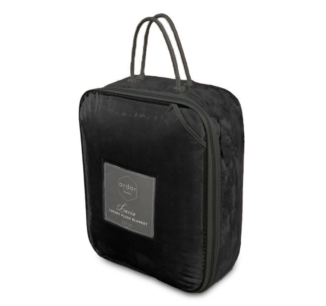 Lucia 350GSM Ultra Soft Velvet Fleece Blanket Range Charcoal
