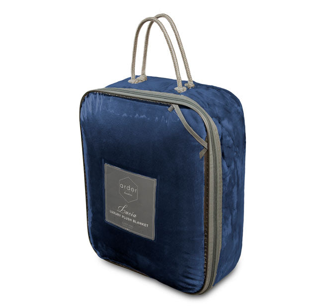 Lucia 350GSM Ultra Soft Velvet Fleece Blanket Range Navy