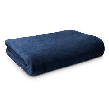 Lucia 350GSM Ultra Soft Velvet Fleece Blanket Range Navy