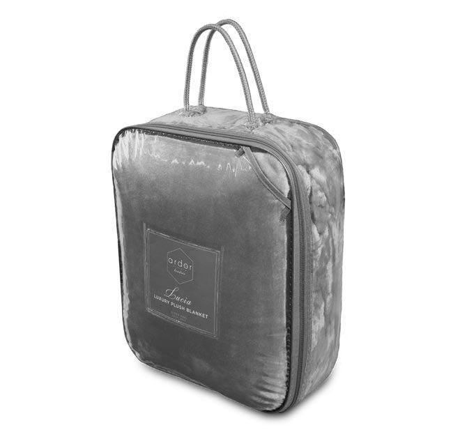 Lucia 350GSM Ultra Soft Velvet Fleece Blanket Range Silver