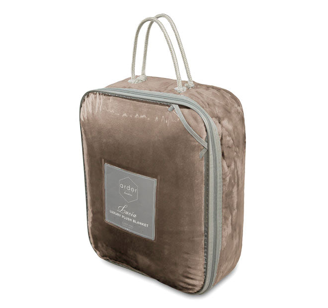 Lucia 350GSM Ultra Soft Velvet Fleece Blanket Range Stone