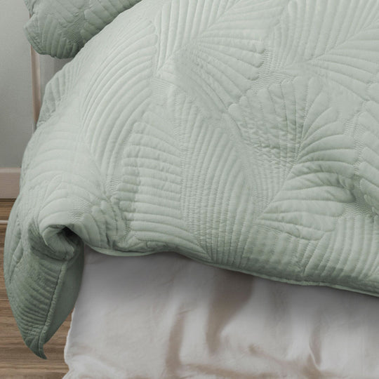 Molly Palm Quilt Cover Set Range Green