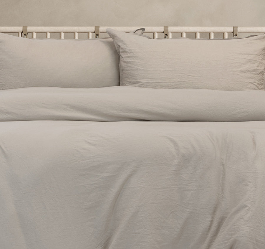 Vintage Washed Quilt Cover Set Range Grey