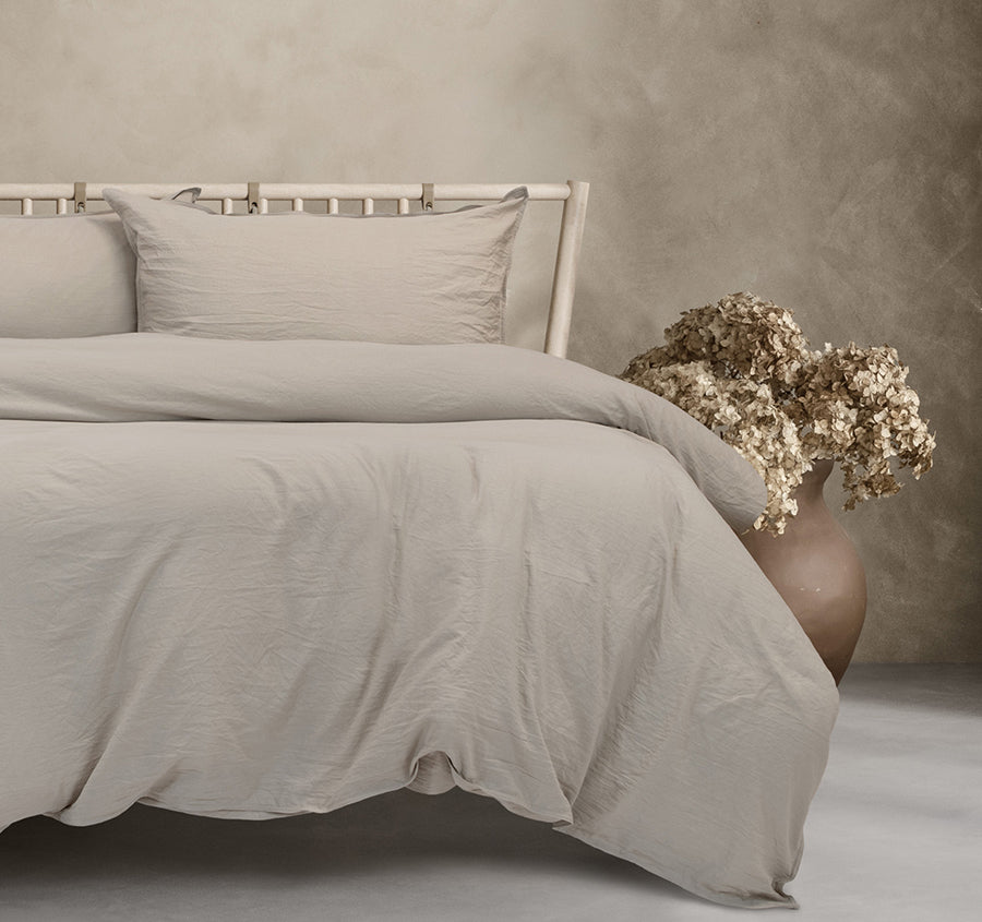 Vintage Washed Quilt Cover Set Range Grey