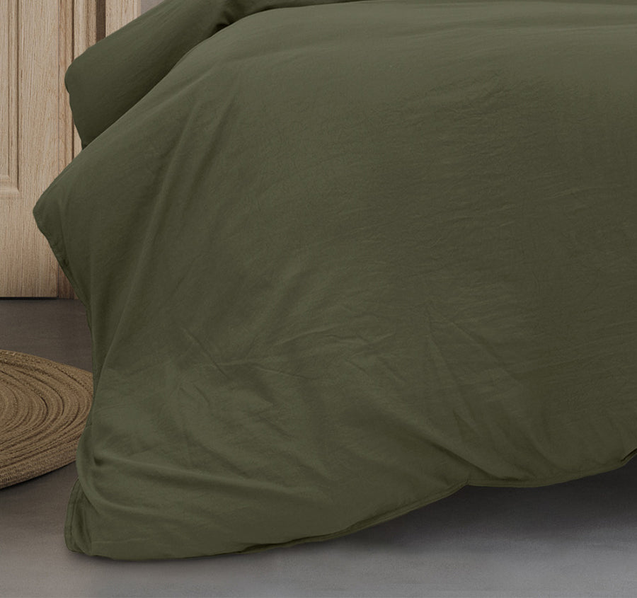 Vintage Washed Quilt Cover Set Range Khaki