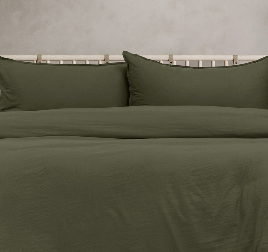 Vintage Washed Quilt Cover Set Range Khaki