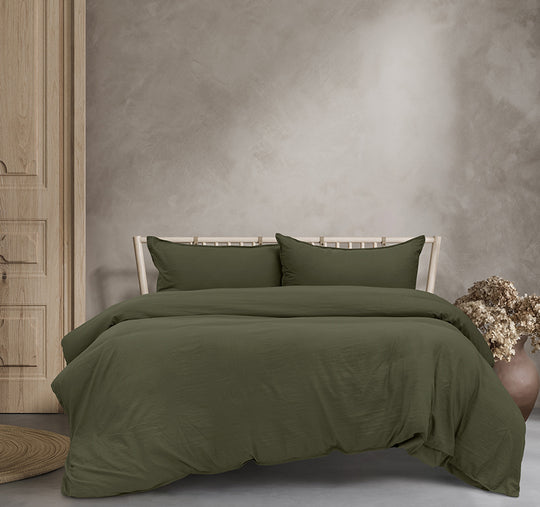Vintage Washed Quilt Cover Set Range Khaki
