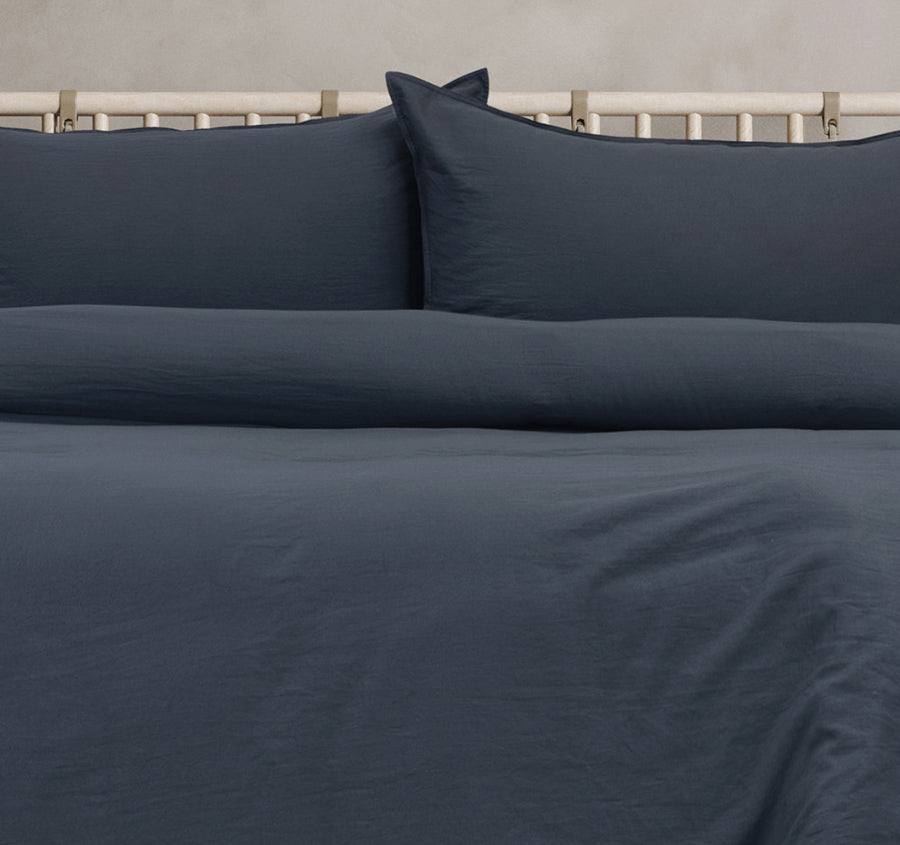 Vintage Washed Quilt Cover Set Range Navy