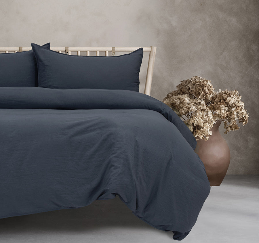 Vintage Washed Quilt Cover Set Range Navy