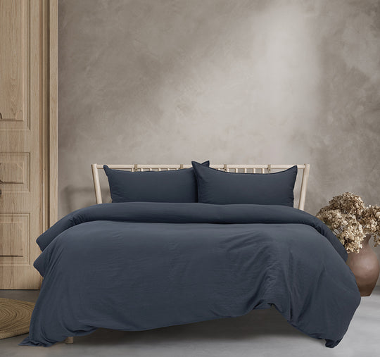 Vintage Washed Quilt Cover Set Range Navy