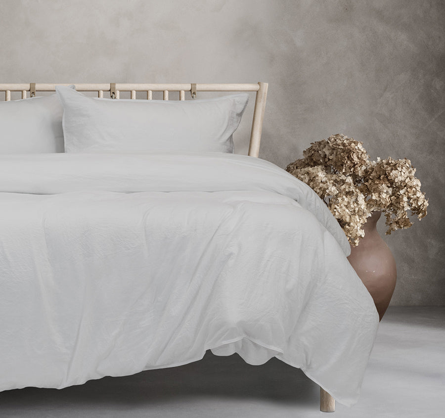 Vintage Washed Quilt Cover Set Range White