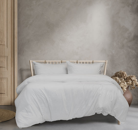 Vintage Washed Quilt Cover Set Range White