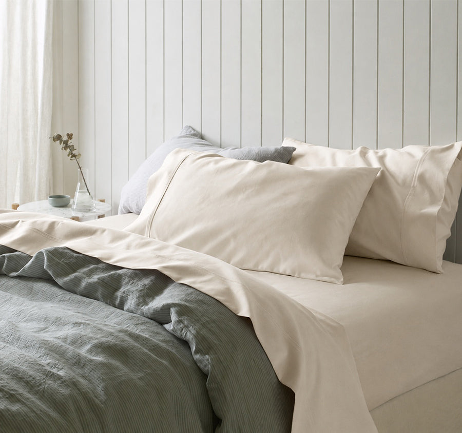 Alba Cotton Rich Sheet Set Range Oatmeal