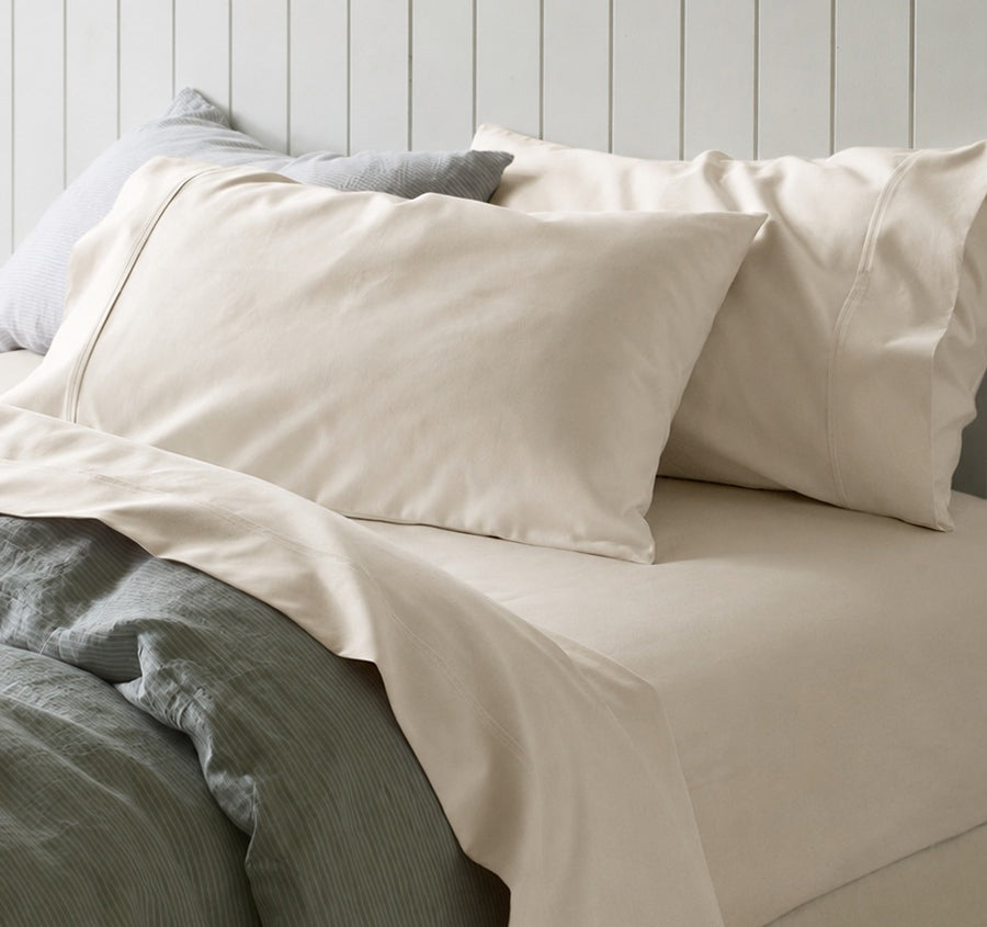 Alba Cotton Rich Sheet Set Range Oatmeal