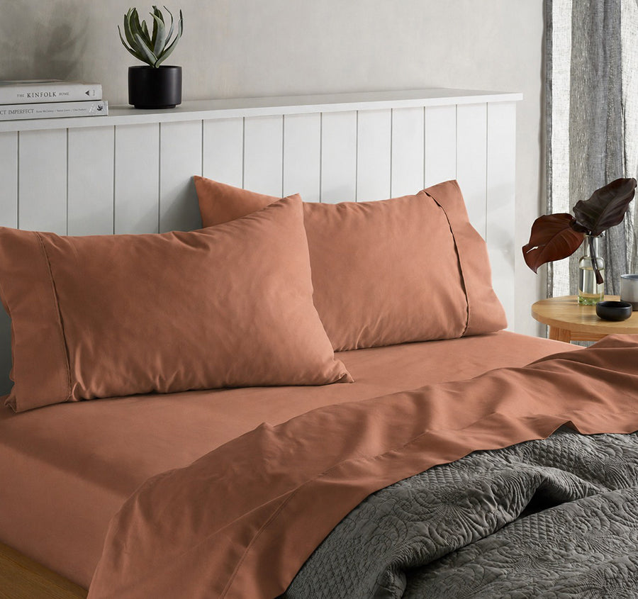 Belle 500TC Cotton Sateen Sheet Set Range Cinnamon Earth