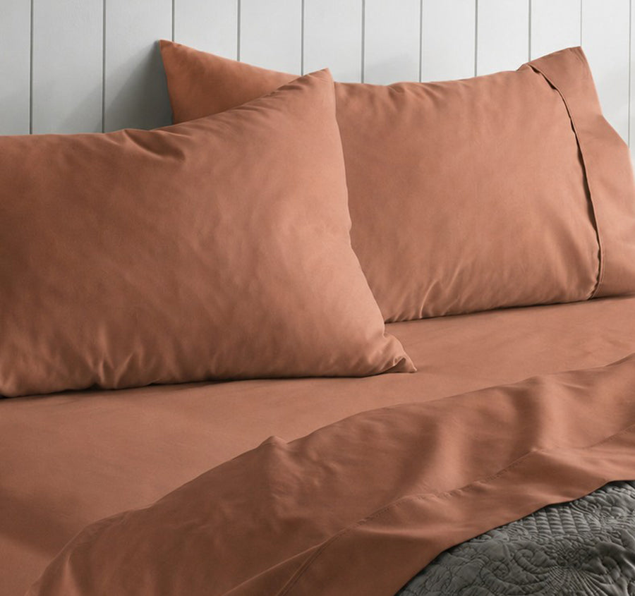 Belle 500TC Cotton Sateen Sheet Set Range Cinnamon Earth