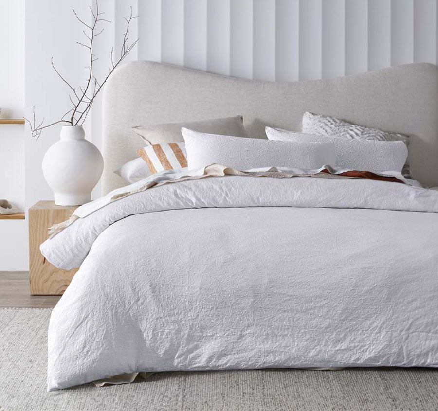 Elma Quilt Cover Set Range White