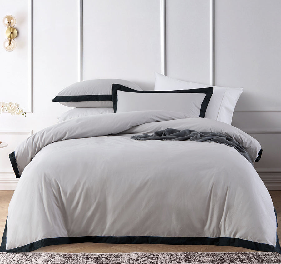 Hotel Deluxe Tailored Quilt Cover Set Range Grey and Black