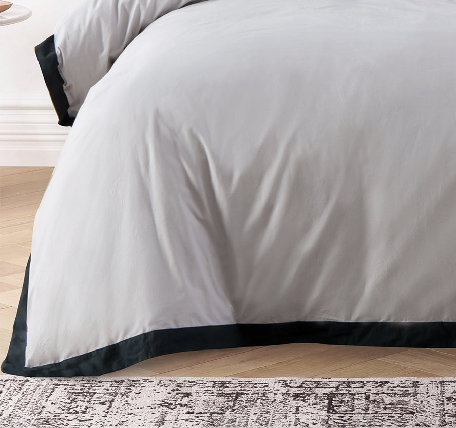 Hotel Deluxe Tailored Quilt Cover Set Range Grey and Black