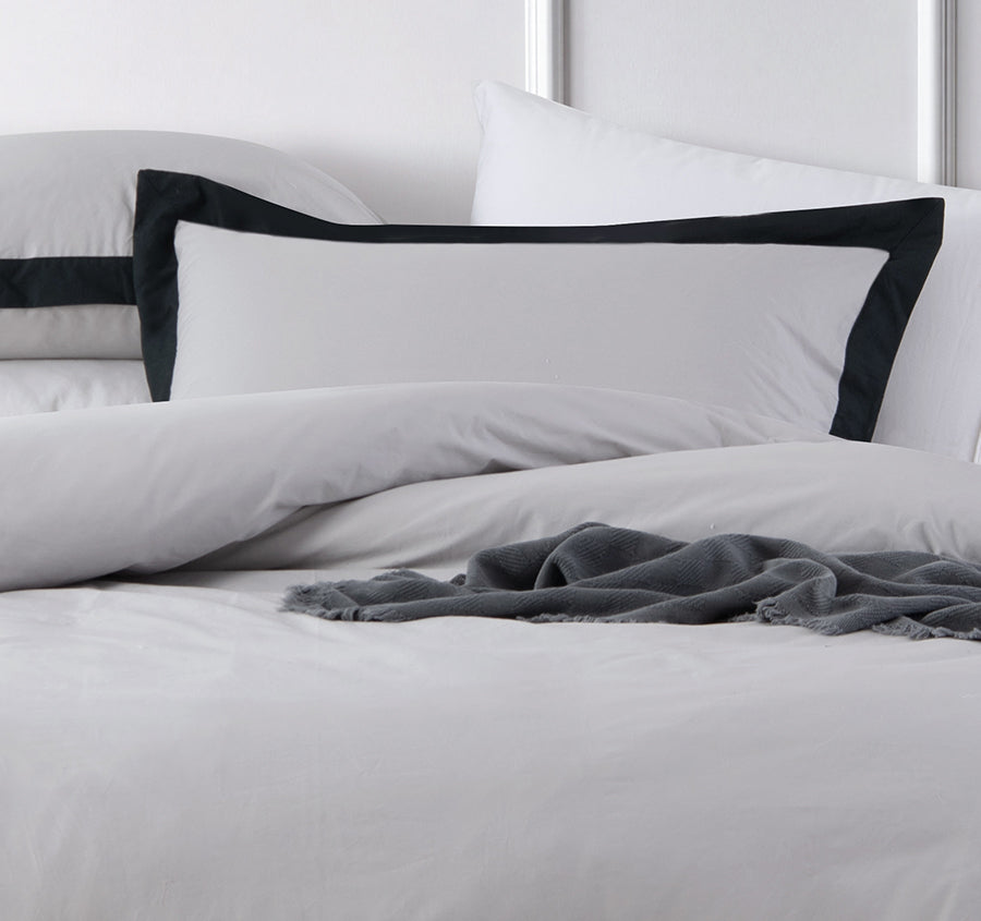 Hotel Deluxe Tailored Quilt Cover Set Range Grey and Black