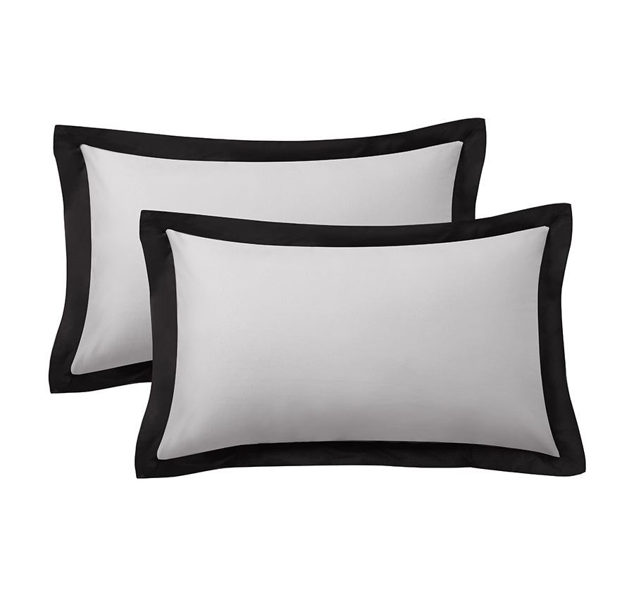 Hotel Deluxe Standard Tailored Pillowcase Pair Grey and Black
