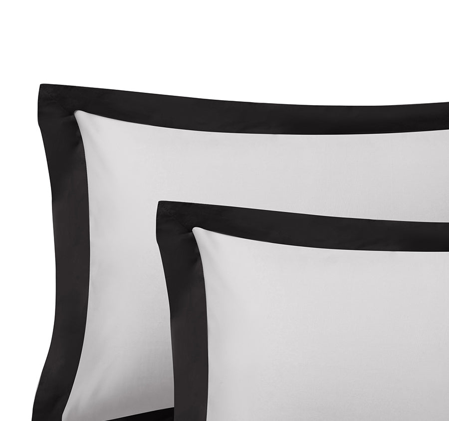 Hotel Deluxe Standard Tailored Pillowcase Pair Grey and Black