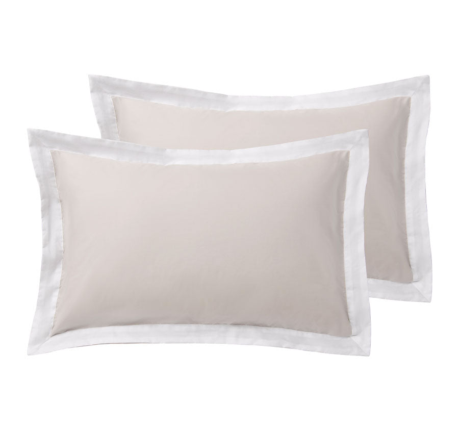 Hotel Deluxe Standard Tailored Pillowcase Pair Natural and White