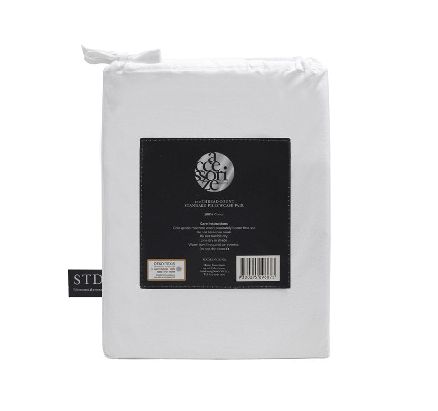 Hotel Deluxe Standard Pillowcase Pair White and Black